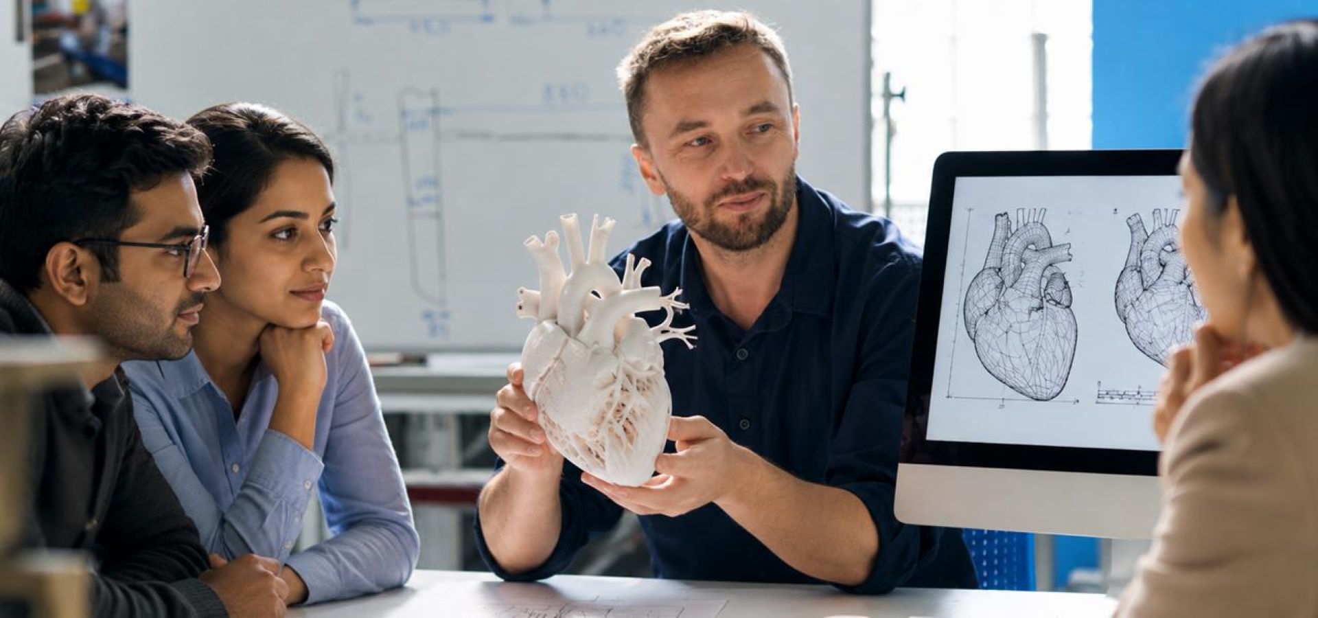 BRICS and bio-design program clinicians and engineers reviewing heart model